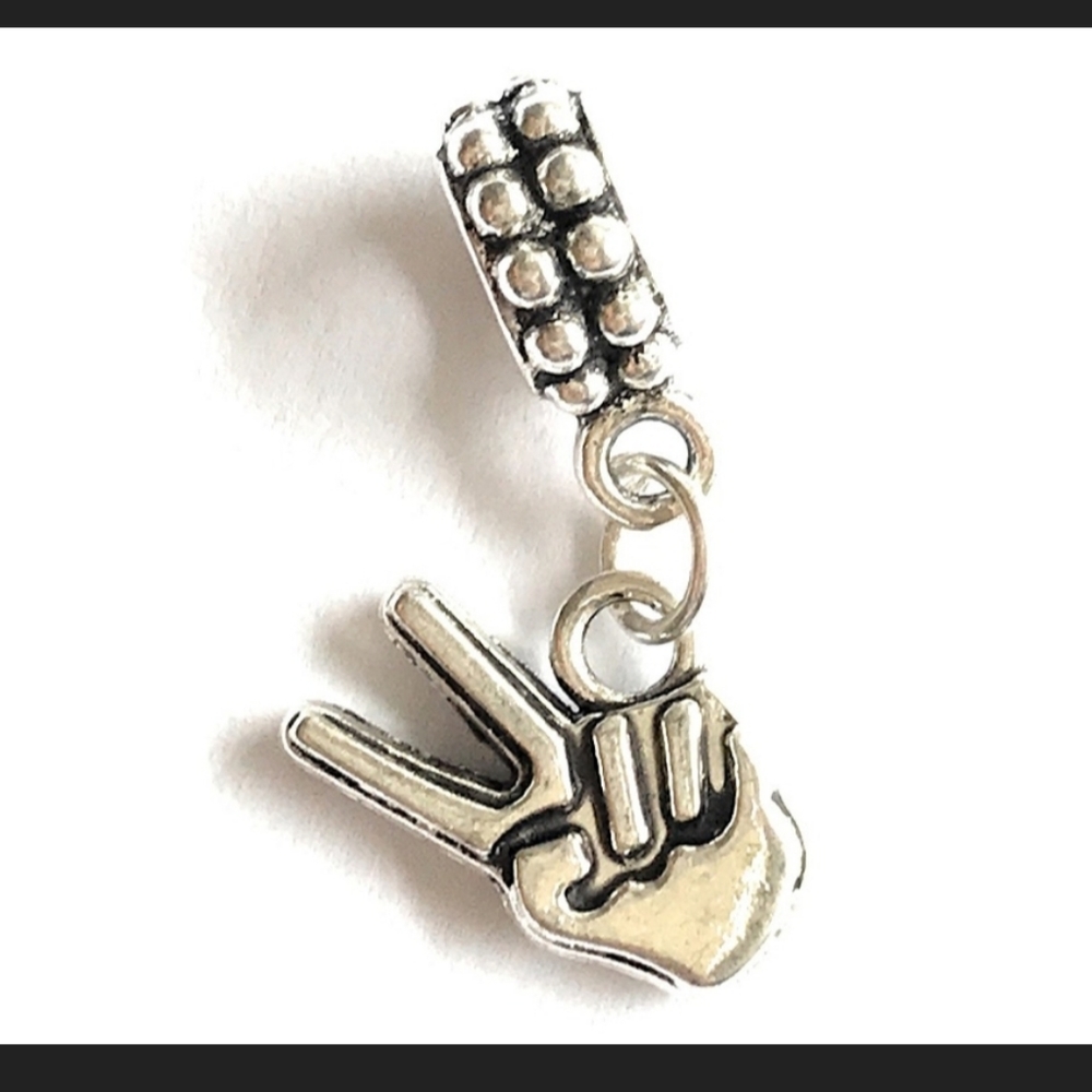 Peace sign hand gesture charms bracelet charms beads fits European bracelets